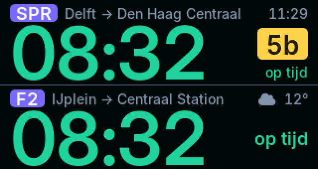 Dubbel scherm met een NS-trein en de F2-pont